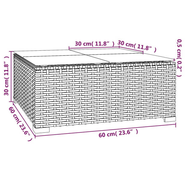 The Living Store Loungeset - Rattan - Zwart - 70x70x60.5 cm - Inclusief kussens - Montage vereist - Delivery bevat 3