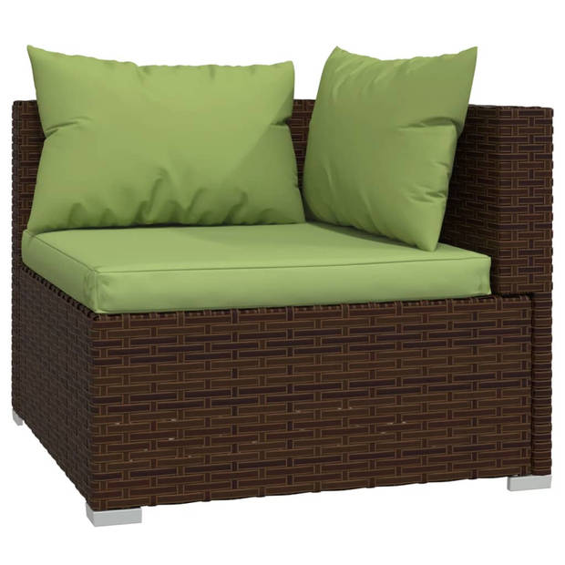 vidaXL 6-delige Loungeset met kussens poly rattan bruin