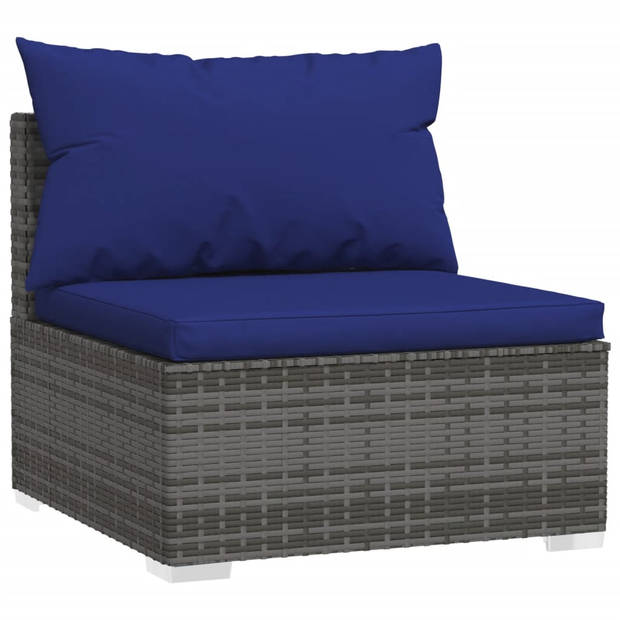 vidaXL 12-delige Loungeset met kussens poly rattan grijs