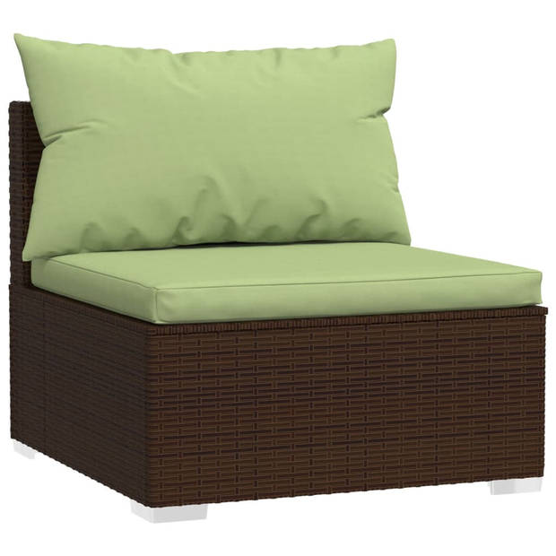 vidaXL 4-delige Loungeset met kussens poly rattan bruin