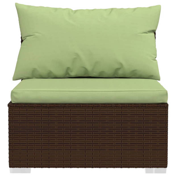 vidaXL 3-delige Loungeset met kussens poly rattan bruin