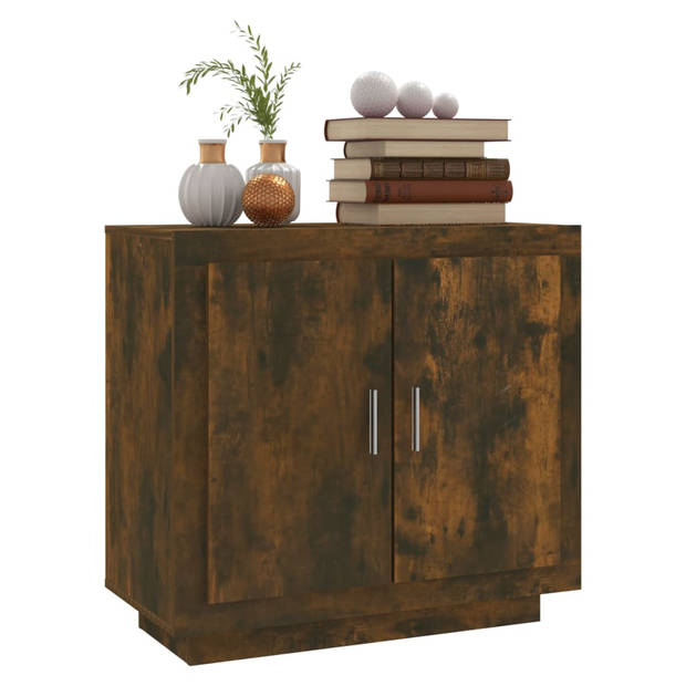 The Living Store Dressoir Gerookt Eiken - 80 x 40 x 75 cm - Bewerkt Hout - 2 Deuren