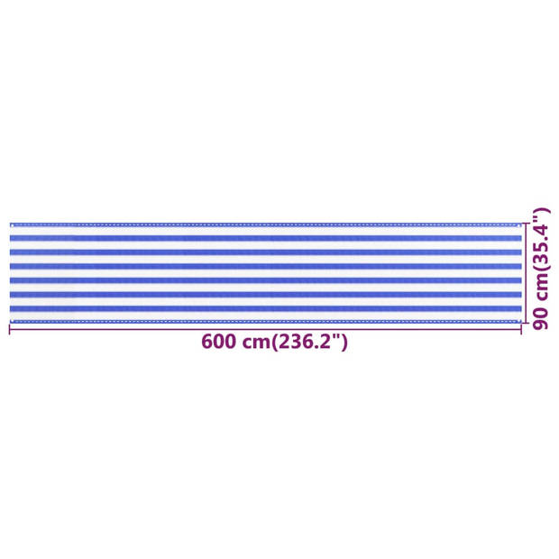 vidaXL Balkonscherm 90x600 cm HDPE blauw en wit