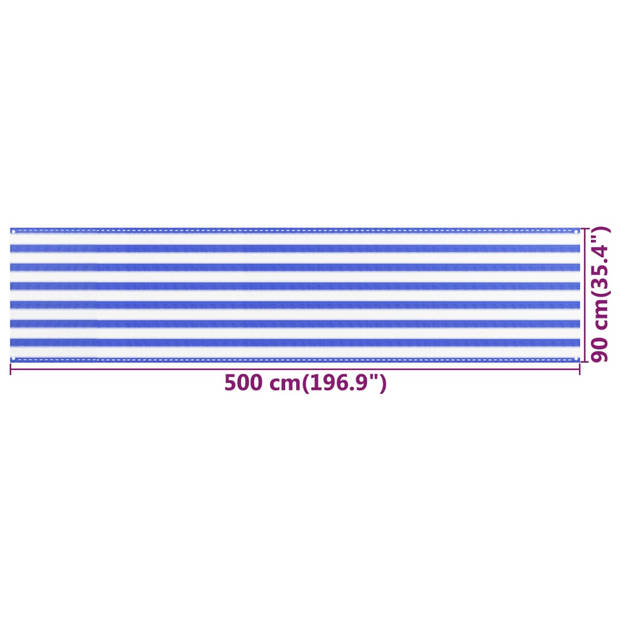 vidaXL Balkonscherm 90x500 cm HDPE blauw en wit