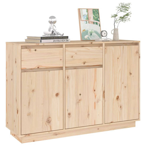 The Living Store Dressoir Grenenhout - 110 x 34 x 75 cm - 2 lades en 3 deuren