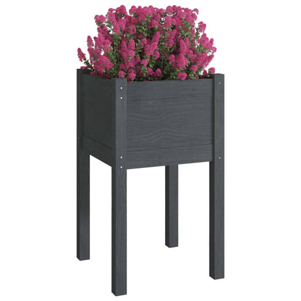 vidaXL Plantenbak 40x40x70 cm massief grenenhout grijs