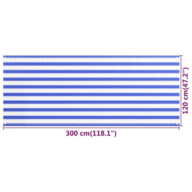 vidaXL Balkonscherm 120x300 cm HDPE blauw en wit