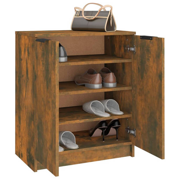 The Living Store Schoenenkast - Gerookt Eiken - 59 x 35 x 70 cm - Stevig materiaal