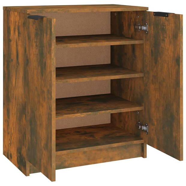 The Living Store Schoenenkast - Gerookt Eiken - 59 x 35 x 70 cm - Stevig materiaal