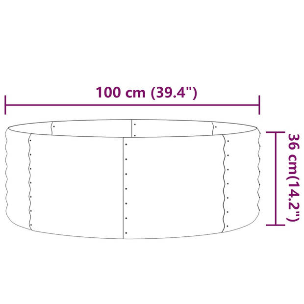 vidaXL Plantenbak 100x100x36 cm gepoedercoat staal zilverkleurig