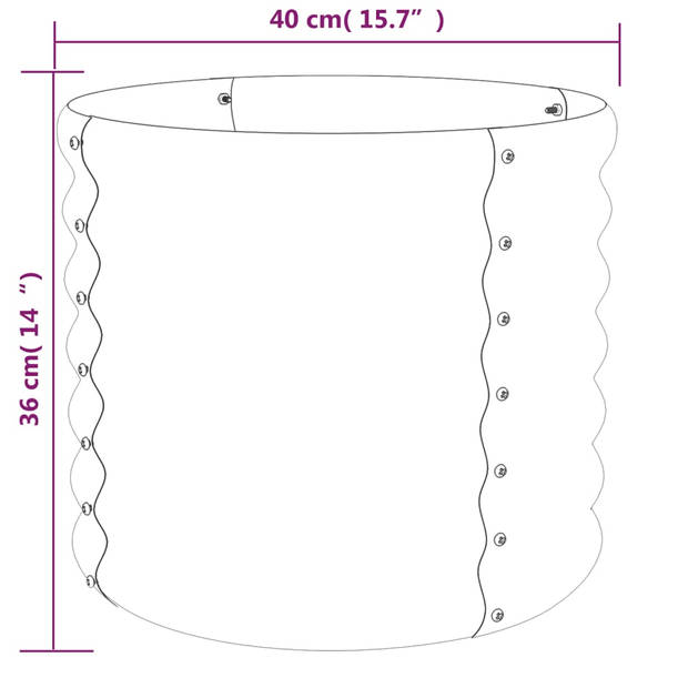 vidaXL Plantenbak 40x40x36 cm gepoedercoat staal groen