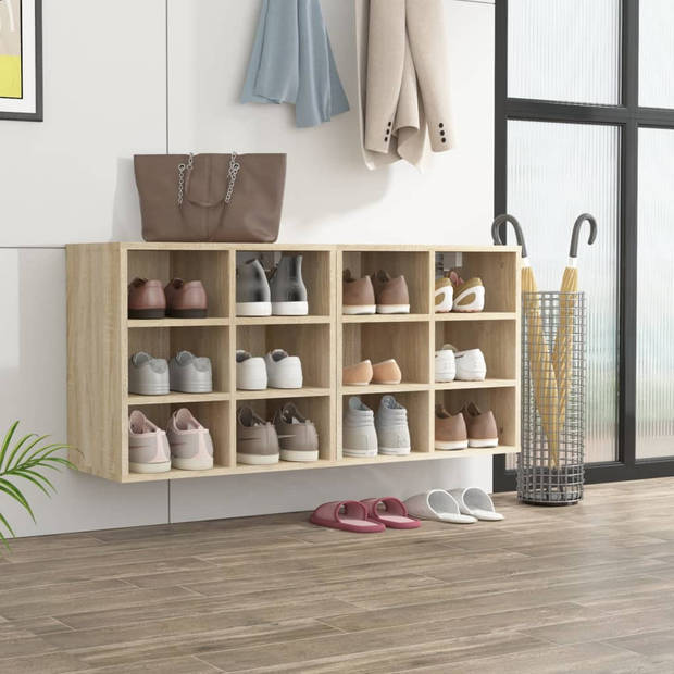 The Living Store Schoenenkasten 2 st 52-5x30x50 cm sonoma eikenkleurig - Kast