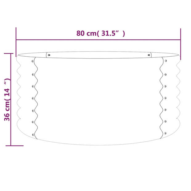 vidaXL Plantenbak 80x80x36 cm gepoedercoat staal zilverkleurig