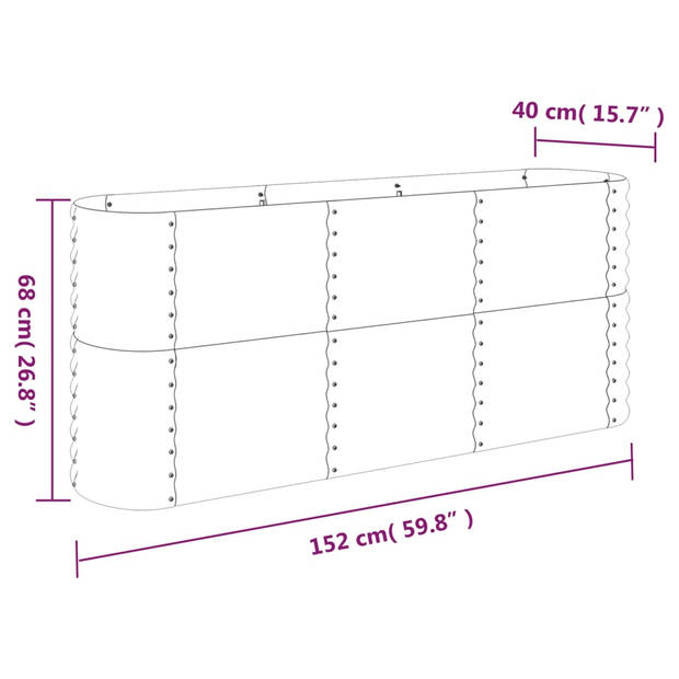 vidaXL Plantenbak 152x40x68 cm gepoedercoat staal grijs