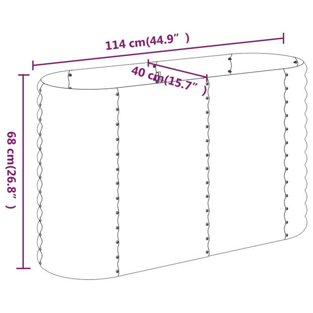 vidaXL Plantenbak 114x40x68 cm gepoedercoat staal groen