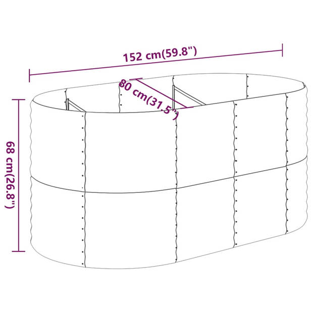 vidaXL Plantenbak 152x80x68 cm gepoedercoat staal antracietkleurig