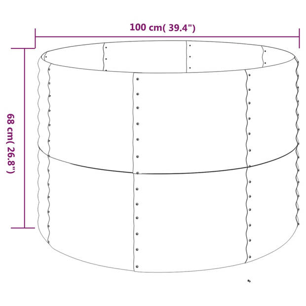 vidaXL Plantenbak 100x100x68 cm gepoedercoat staal zilverkleurig