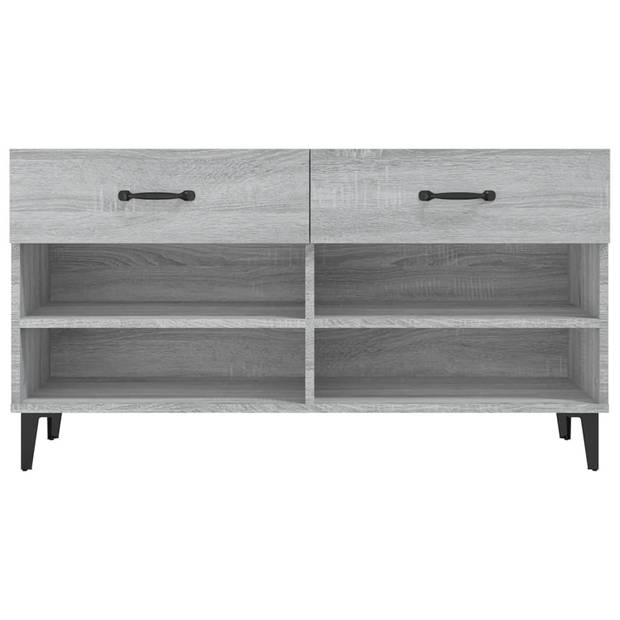 The Living Store Schoenenkast - Trendy Ontwerp - Materiaal- Bewerkt Hout - Afmetingen- 102 x 35 x 55 cm - Kleur- Grijs