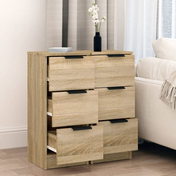 The Living Store Dressoir - Sonoma Eiken - 30 x 30 x 70 cm - Stabiel Hout - 3 Lades