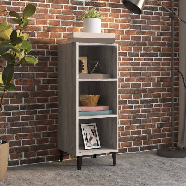 The Living Store Dressoir Industriële Stijl - 34.5 x 32.5 x 90 cm - Grijs Sonoma Eiken