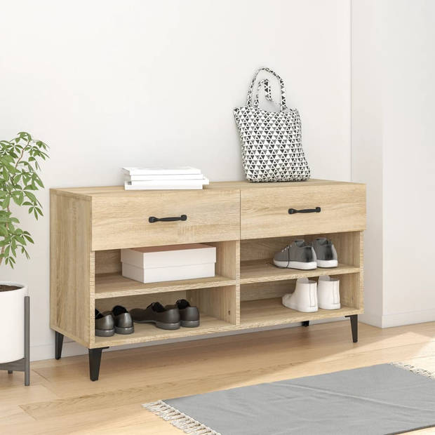 The Living Store Schoenenkast - Sonoma Eiken - 102x35x55 cm - Stevig materiaal