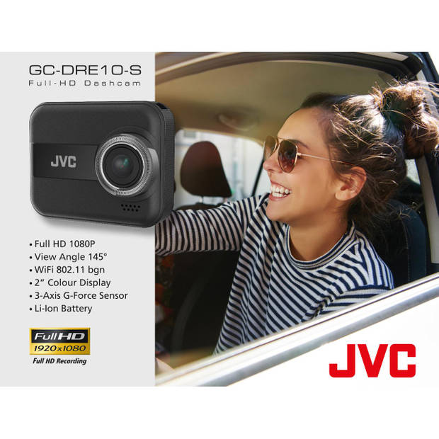 JVC GC-DRE10-E Full-HD Dashcam Zwart