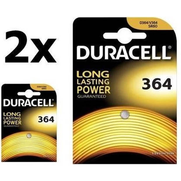2 Stuks - Duracell 364-363, V364, 363, D364, D363, G1, SR621SW, SR621SW, SR60 1.5V knoopcel batterij
