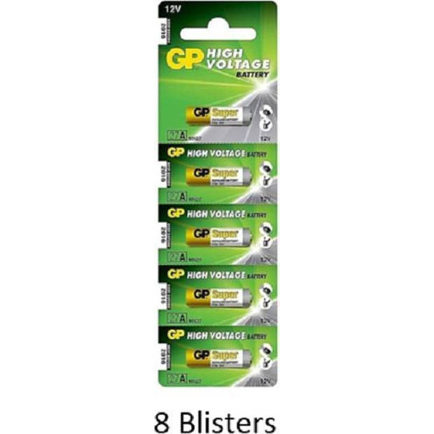 40 stuks (8 blisters a 5 stuks) GP Alkaline super batterij 27A 12V