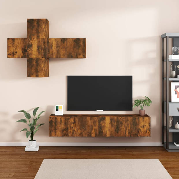 The Living Store TV-Meubelset - Gerookt Eiken - 4x 30.5x30x30cm - 1x 60x30x30cm - 2x 80x30x30cm