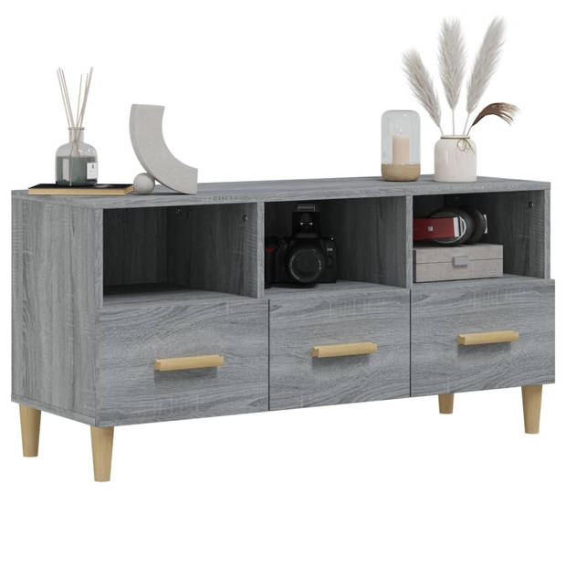 vidaXL Tv-meubel 102x36x50 cm bewerkt hout grijs sonoma eikenkleurig