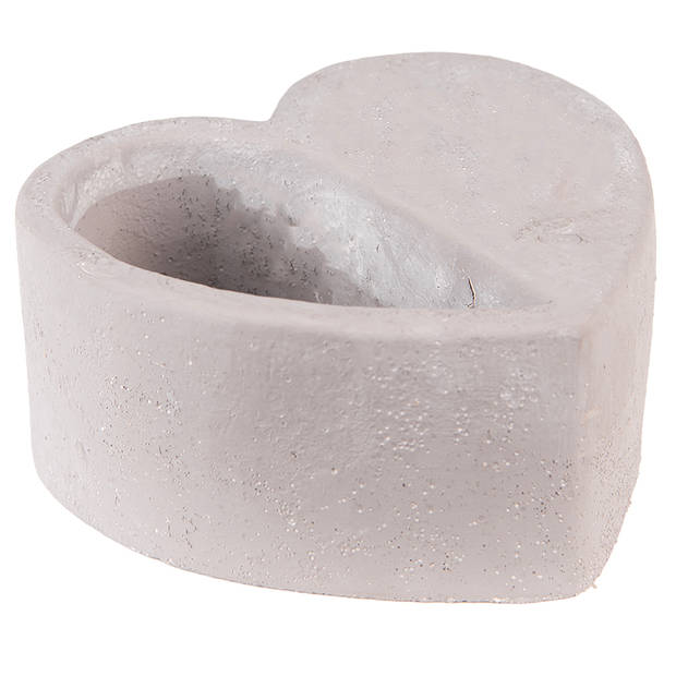 Clayre & Eef Bloempot Hart 13x13x6 cm Grijs Steen Plantenpot Grijs Plantenpot