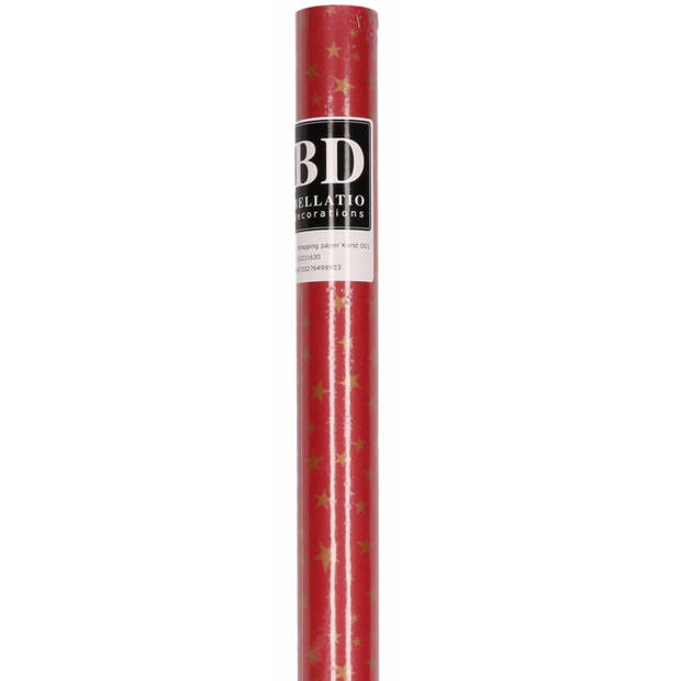 3x Rollen inpakpapier/cadeaupapier Kerst print bordeaux rood 2,5 x 0,7 meter 70 grams luxe kwaliteit - Cadeaupapier