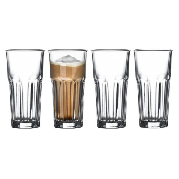 Excellent Houseware Longdrink glazen set - 4x - glas - 280 ml - water glazen - vaatwasser bestendig - Longdrinkglazen