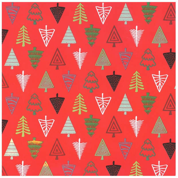 3x Rollen inpakpapier/cadeaupapier Kerst print rood 2,5 x 0,7 meter 70 grams luxe kwaliteit - Cadeaupapier