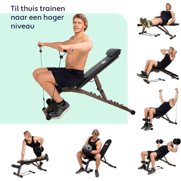 Vita5 Fitnessbank Verstelbaar - Halterbank Inklapbaar - Trainingsbank met rugleuning - Voor Gewichten - Incl.