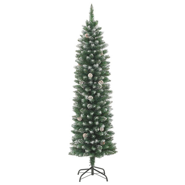 The Living Store Smalle Kerstboom - 180 cm - PVC en staal - Groen en wit