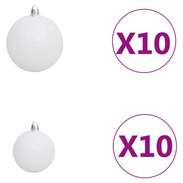 vidaXL Kunstkerstboom met verlichting en kerstballen 240 cm wit