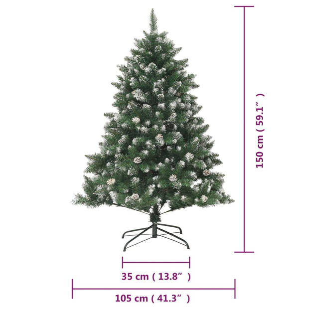 The Living Store Kerstboom Luxe - 150 cm - Groen/Wit - Met scharnierende constructie