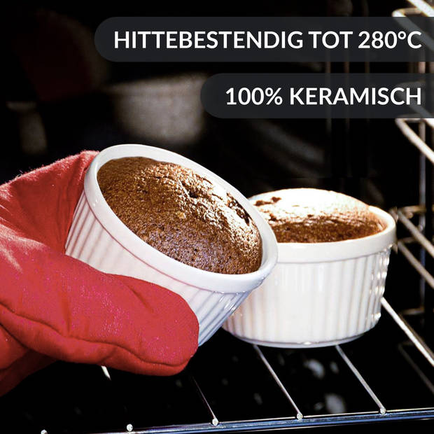 Chefarone Mini Ronde Ovenschalen - Mini Vormpjes Set Van 10 - Bakvormen Keramiek 200 ML - Crème brulée
