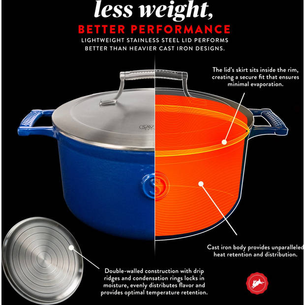 Saveur Selects Braadpan Voyage - Saveur Blue - ø 25 cm / 4.7 liter - geëmailleerde anti-aanbaklaag