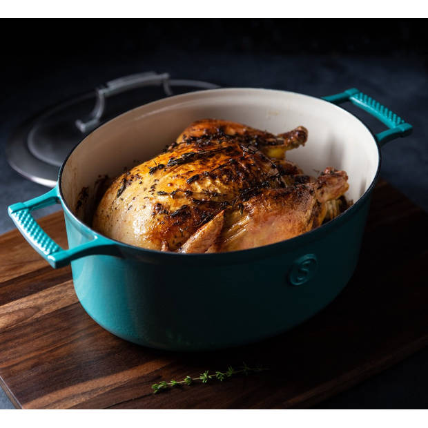 Saveur Selects Braadpan Ovaal Voyage - Saveur Blue - ø 30 cm / 5.6 liter - geëmailleerde anti-aanbaklaag