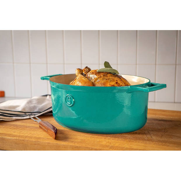 Saveur Selects Braadpan Ovaal Voyage - Saveur Blue - ø 30 cm / 5.6 liter - geëmailleerde anti-aanbaklaag