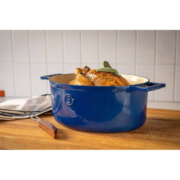 Saveur Selects Braadpan Ovaal Voyage - Classic Blue - ø 30 cm - geëmailleerde anti-aanbaklaag