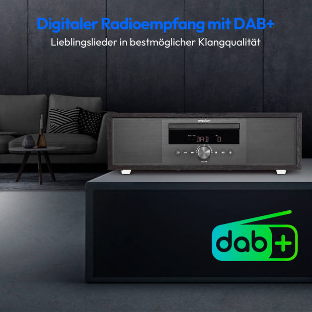 LIFE® P64145 All-in-One audiosysteem antraciet DAB+/PLL FM stereoradio- Bluetooth®