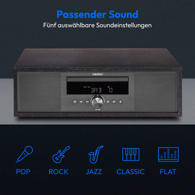 LIFE® P64145 All-in-One audiosysteem antraciet DAB+/PLL FM stereoradio- Bluetooth®