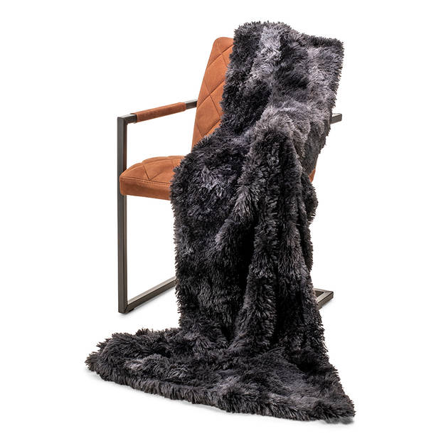 Wicotex Plaid-dekens- kunst bont Snow 150x200cm zwart gemêleerd polyester hoog polig