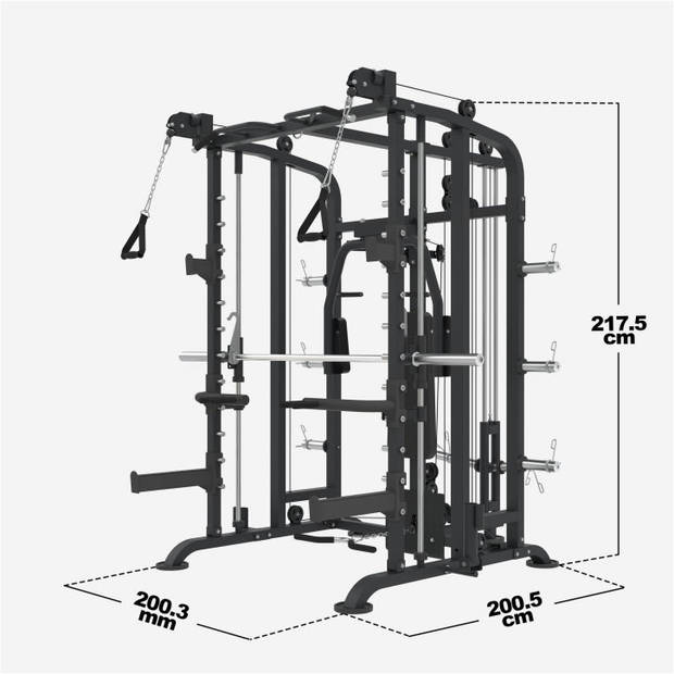 Gorilla Sports Smith Machine - Krachtstation - Homegym - met Butterfly - Incl Accessoires - Belastbaar tot 300 kg