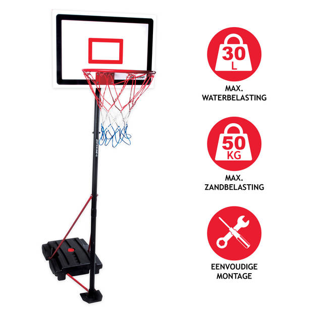 Dunlop Basketbalset - Speelset Junior - In Hoogte Verstelbaar 165 - 205 cm - Basketbal standaard met Bal