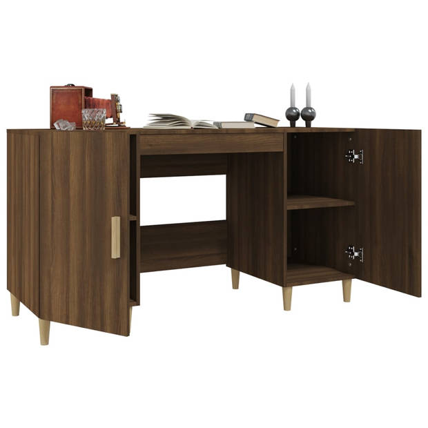 The Living Store Bureau Bruineiken - Computerbureau 140x50x75 cm - Stevig en praktisch