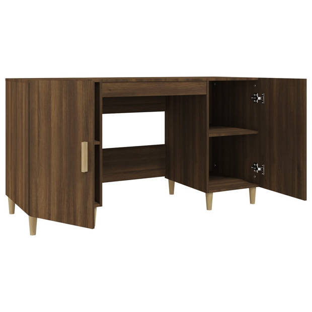 The Living Store Bureau Bruineiken - Computerbureau 140x50x75 cm - Stevig en praktisch